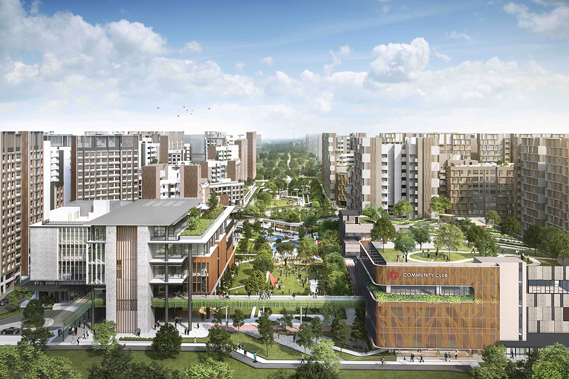The 40 metre-wide and 700 metre-long Plantation Farmway is designed to be the district’s main social-communal spine.<br>(Perspective for illustration purposes only. Actual design may differ)