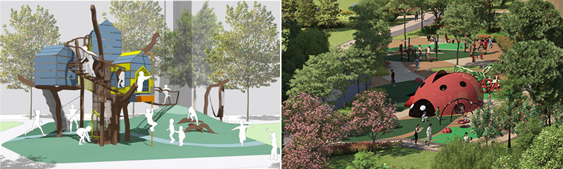 Themed playgrounds resembling treehouses and common garden insects will strengthen the visual identity of Garden District and inspire imaginative play. (Perspectives for illustration purposes only. Actual design may differ)